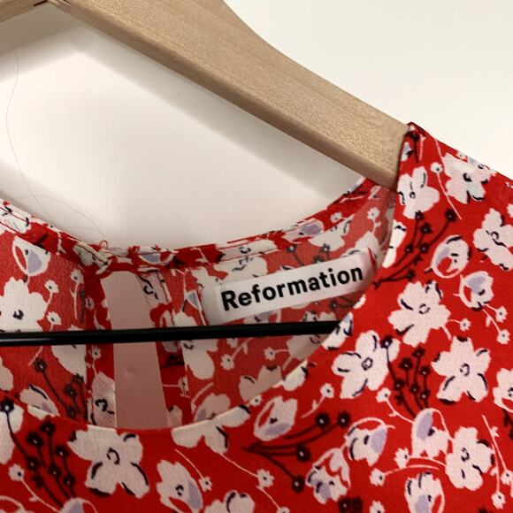 Reformation Andre Nina Sheath Midi Dress Womens Size 8 Red - Picture 15 of 16